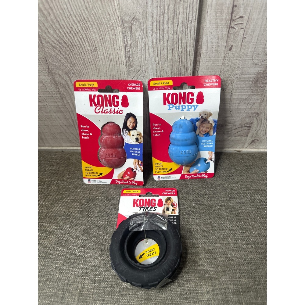 KONG Small Dog Toy Bundle Classic Puppy and Extreme Tires 3 Pack NEW